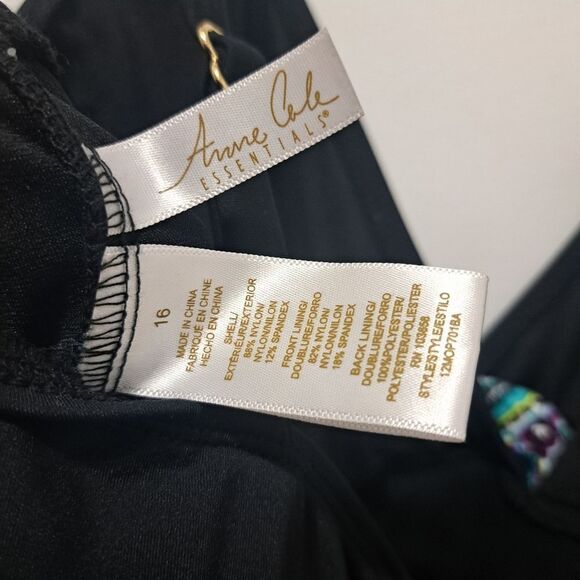 Ann Cole Essentials One Piece Swimsuit Summer Black Multi Color Size 16 NWT - Picture 8 of 14